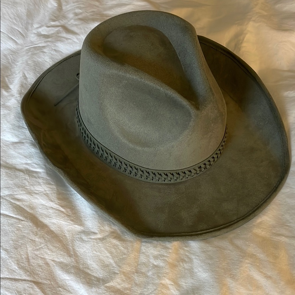 Green velvet like cowboy boho hat